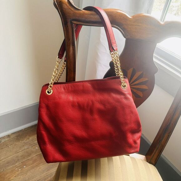 New without tag Michael Kors Fuschia Leather Gold Chain Purse Handbag - Picture 8 of 9